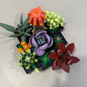 LEGO Botanical Succulent Set with Red, Purple, and Green Blooms